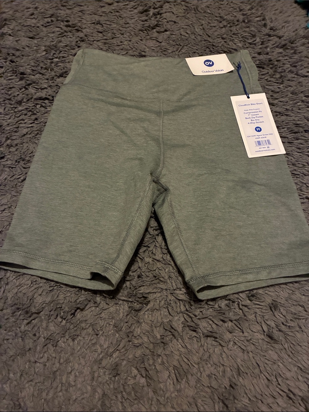 Outdoor Voices Olive Sage Mid-Rise Bike Shorts